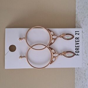 Forever 21 Goldtone Hoop Earrings with Opalescent Details